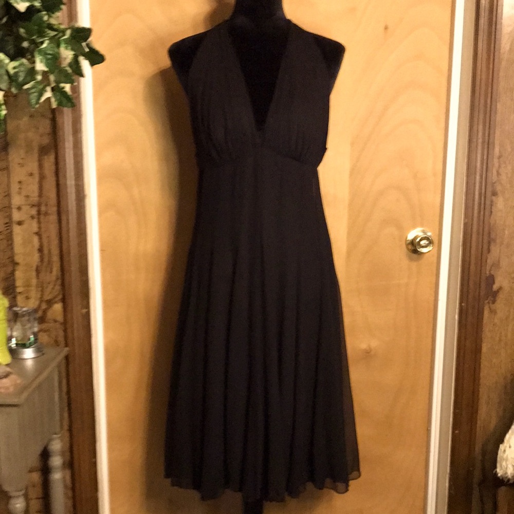 Rubber Ducky black silk halter dress sz M in excellent used condition.